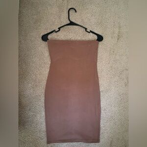 Strapless Bodycon Dress in Brown